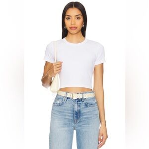 LESET Kelly White Crop Slim Fit Tee